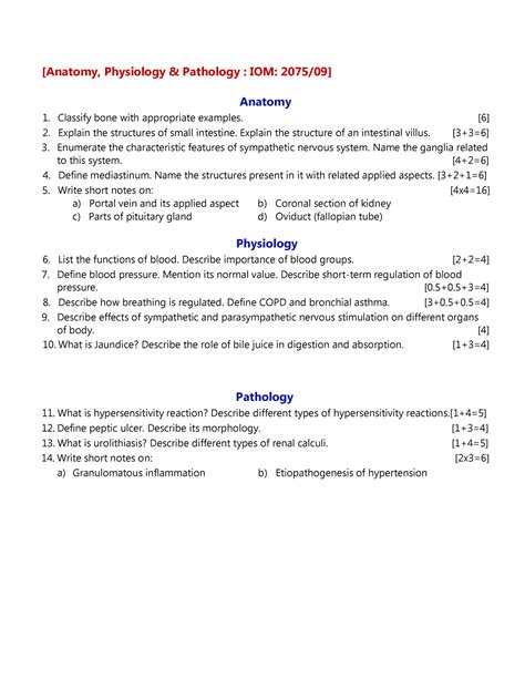 Skill acquisition (page 12) 3. . Anatomy and physiology past papers pearson
